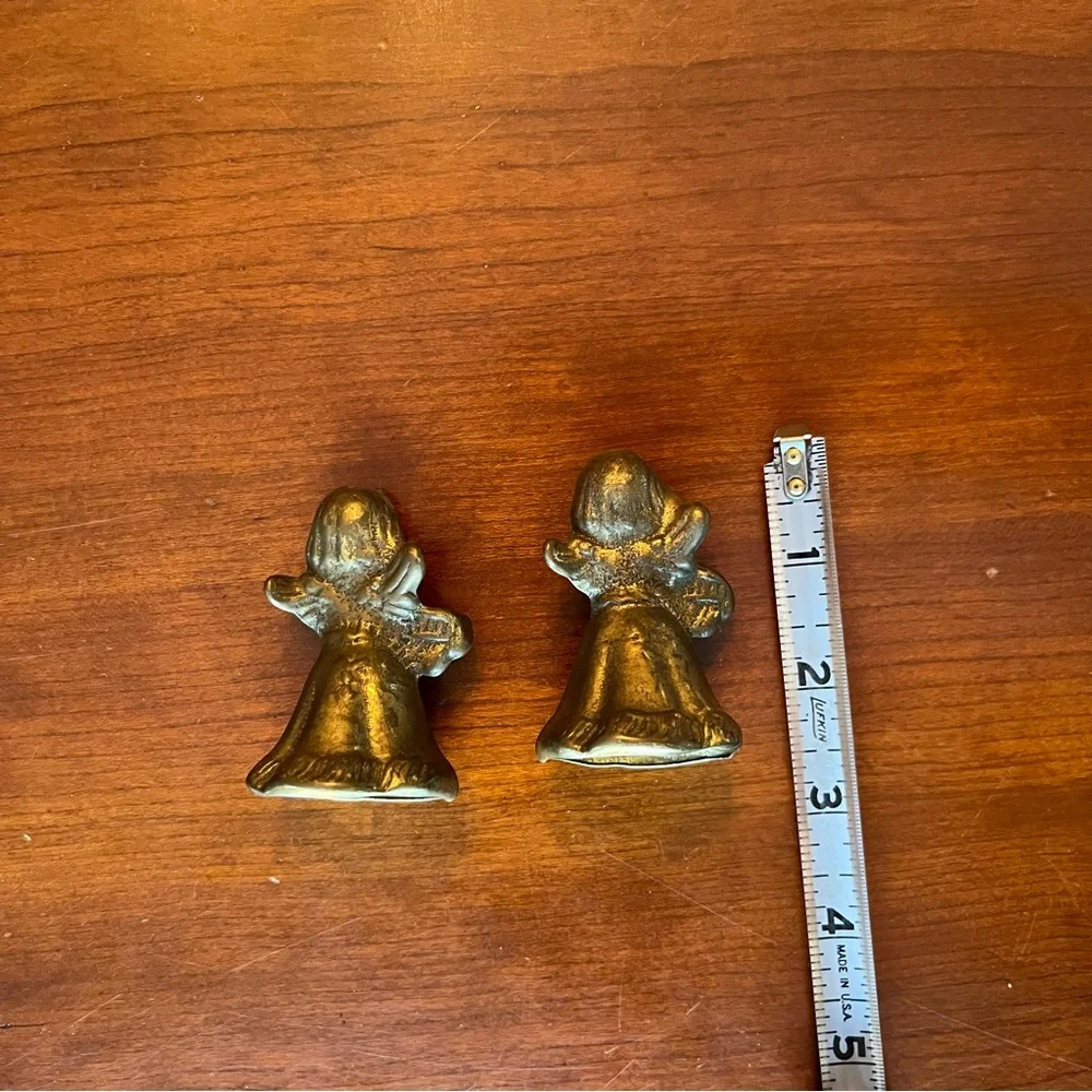 Mini Brass Angel Candle Holder Figurines 2 1/2